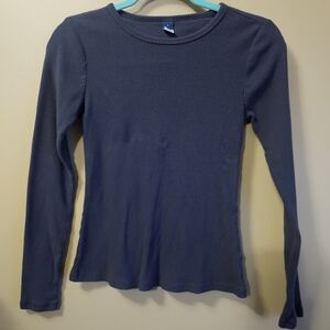 Old Navy Women's Size S Ribbed Longsleeve Blue Top Supersoft Cotton Blend